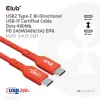 USB-C to USB-C Bi-Directional Cable CLUB3D CAC-1573, USB4 Gen 2x2, 2 m, Red, PD up to 240W