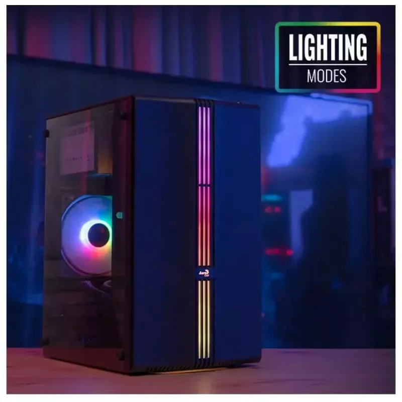 Aerocool Evo Mini RGB Micro ATX Mini Tower Case, Black, Window