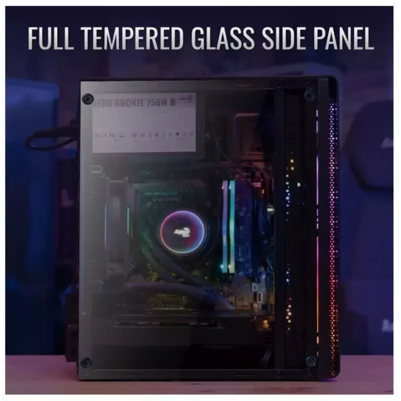 Aerocool Evo Mini RGB Micro ATX Mini Tower Case, Black, Window