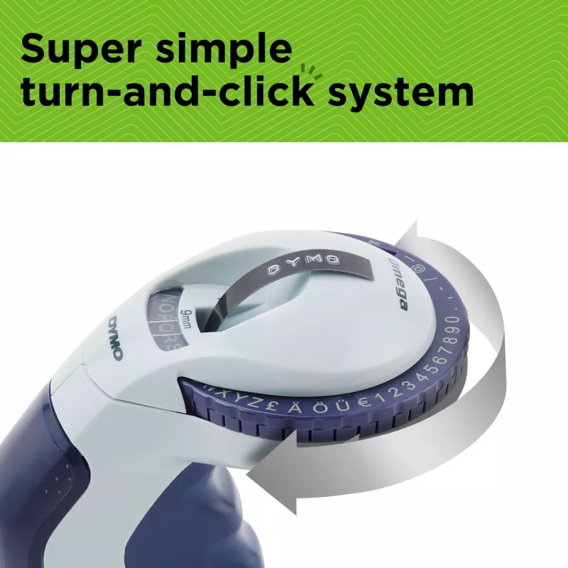 DYMO Omega Embossing Label Maker | Small Label Maker with Turn-Click Wheel and Ergonomic Design | For HomeDIY & Crafting (£/€ÄÖ & Ü)