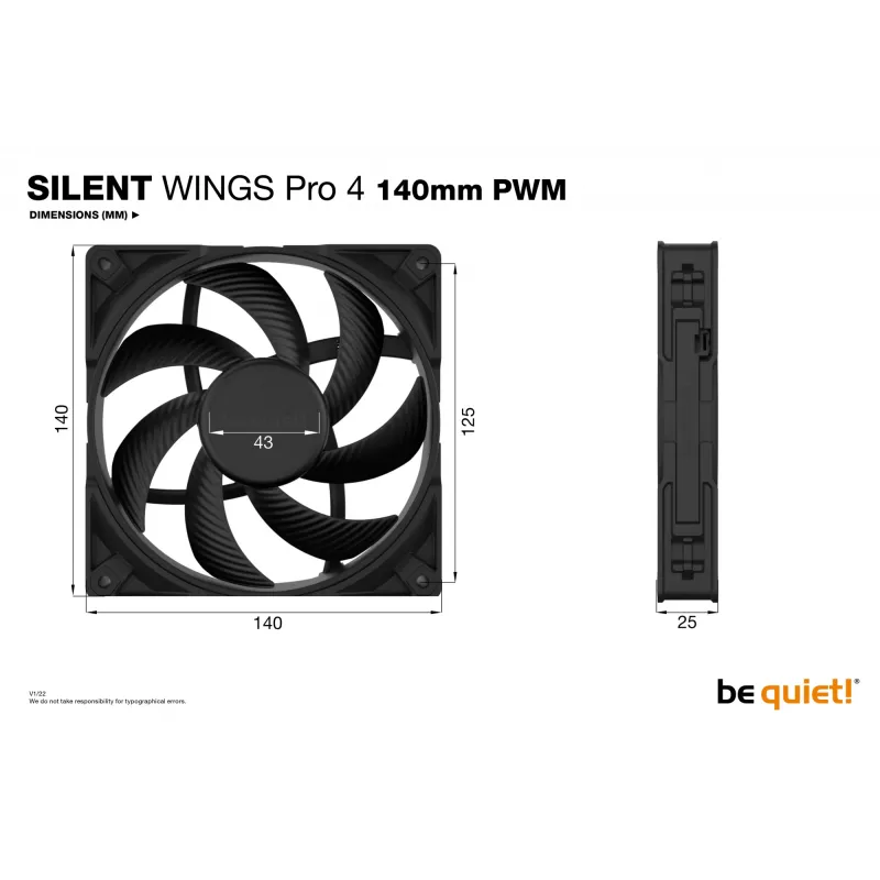 be quiet SILENT WINGS PRO 4 | 140mm PWM Computer case Fan 14 cm Black 1 pc(s)