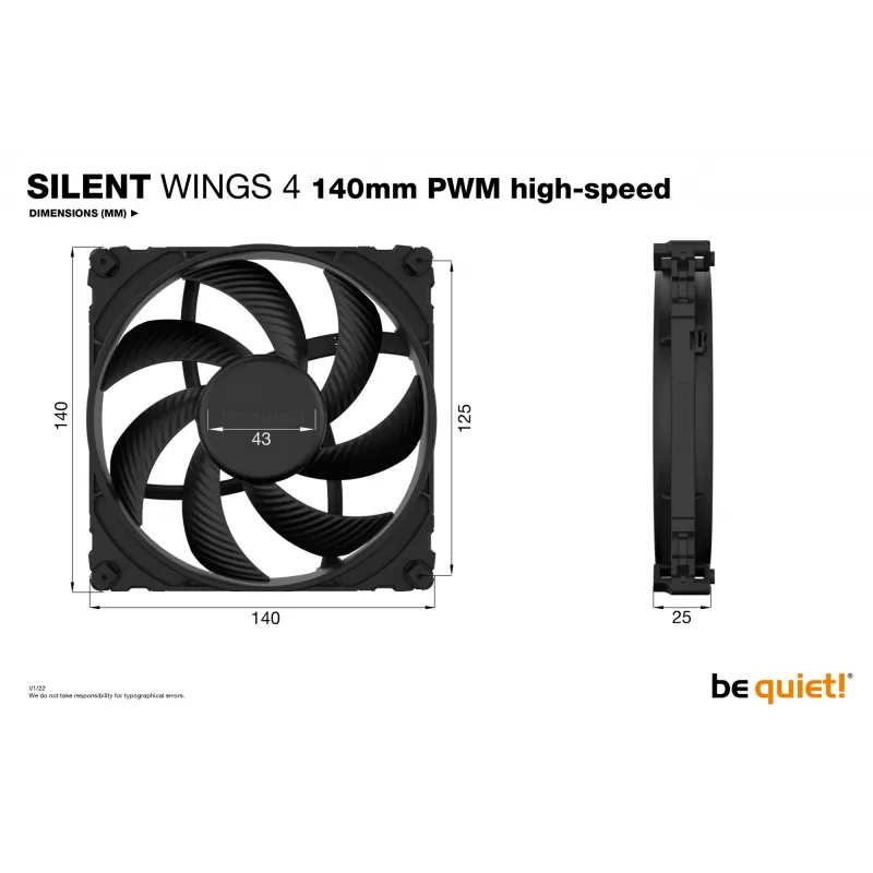 be quiet SILENT WINGS 4 | 140mm PWM high-speed Computer case Fan 14 cm Black 1 pc(s)
