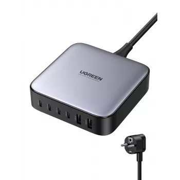Ugreen 40914 Nexode 200W GaN Desktop USB-C USB-A Charger, Indoor, AC, 21 V, 5 A, 2 m, Black, Grey