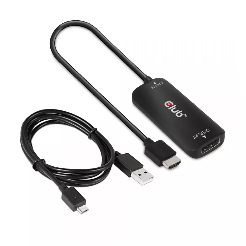 CLUB3D HDMI + Micro USB to DisplayPort™ 4K120Hz or 8K30Hz M/F Active Adapter