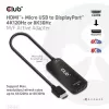 CLUB3D HDMI + Micro USB to DisplayPort™ 4K120Hz or 8K30Hz M/F Active Adapter
