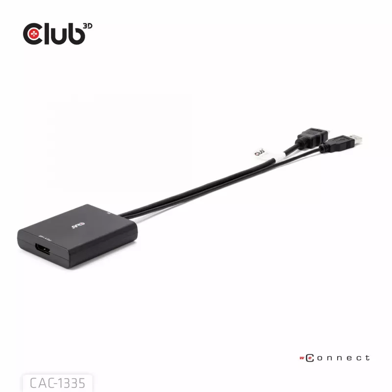 CLUB3D HDMI + Micro USB to DisplayPort™ 4K120Hz or 8K30Hz M/F Active Adapter