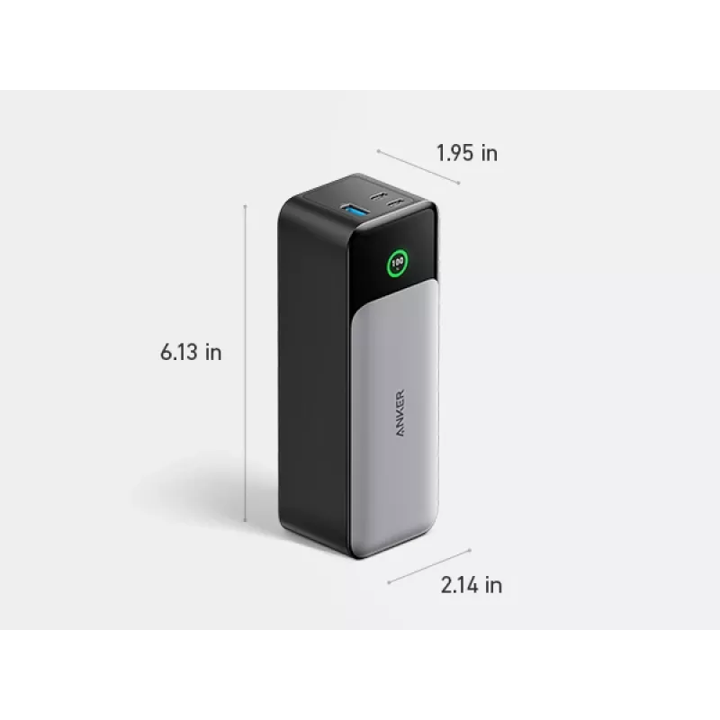 Portable charger Anker 737 (A1289011) — 24000 mAh, 140W, 2× USB-C + 1× USB-A, Silver/Black