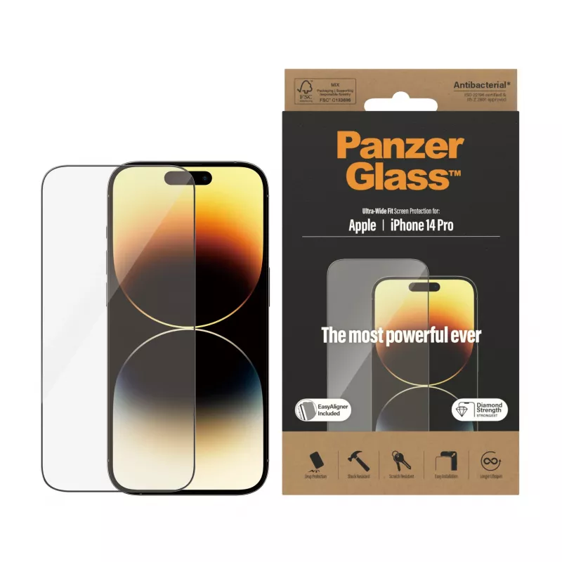 Screen Protector PanzerGlass Apple iPhone 14 Pro Ultra-Wide Fit EasyAligner Scratch Shock Resistant