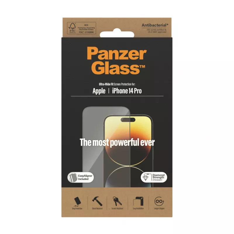 Screen Protector PanzerGlass Apple iPhone 14 Pro Ultra-Wide Fit EasyAligner Scratch Shock Resistant