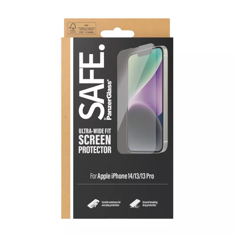 PanzerGlass SAFE. by ® Screen Protector iPhone 14 | 13 | 13 Pro | Ultra-Wide Fit
