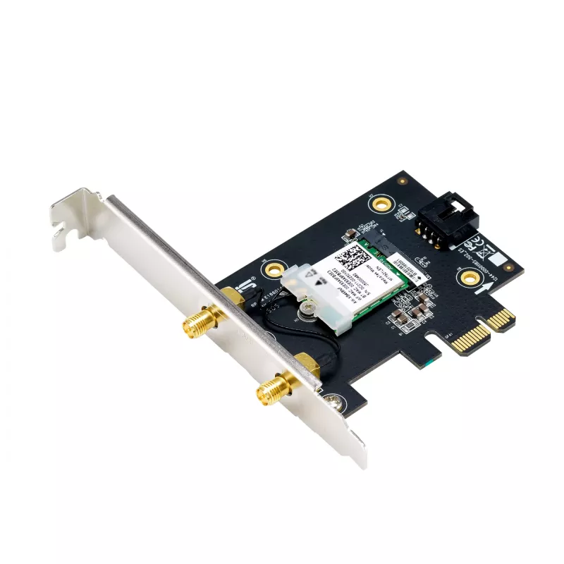 Internal WLAN card ASUS PCE-AXE5400 — PCIe, Wi‑Fi 6E tri‑band (2.4/5/6 GHz), 2402 Mbps, Bluetooth 5.2