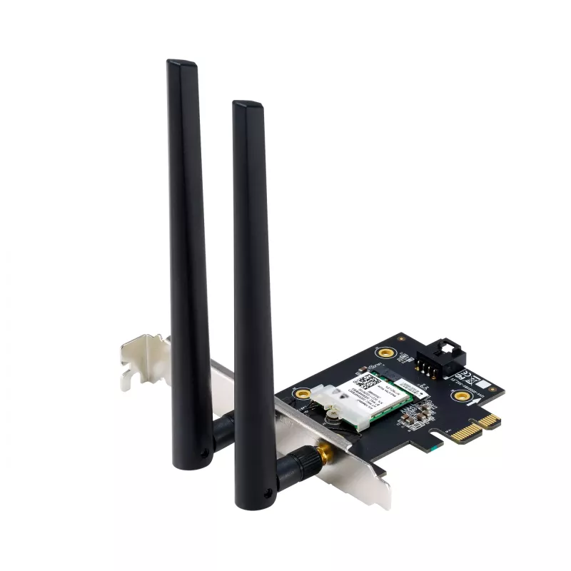 Internal WLAN card ASUS PCE-AXE5400 — PCIe, Wi‑Fi 6E tri‑band (2.4/5/6 GHz), 2402 Mbps, Bluetooth 5.2