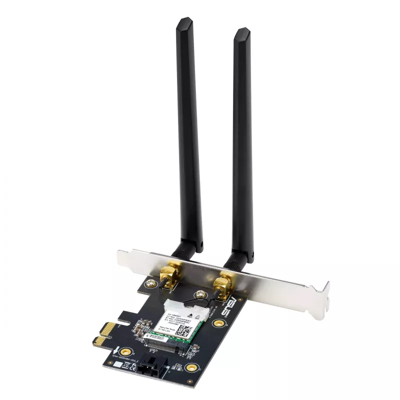 Internal WLAN card ASUS PCE-AXE5400 — PCIe, Wi‑Fi 6E tri‑band (2.4/5/6 GHz), 2402 Mbps, Bluetooth 5.2