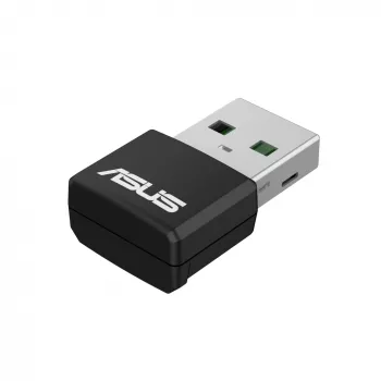 Network Adapter ASUS USB-AX55 Nano AX1800 Wi‑Fi 6 dual-band USB wireless adapter, 1800 Mbps, black