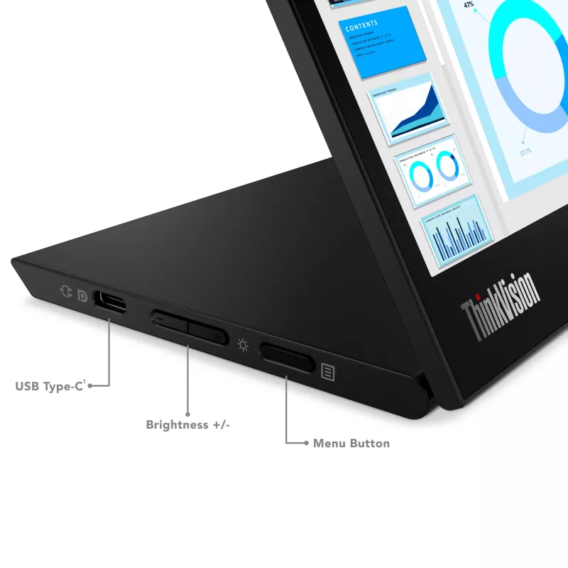 Lenovo ThinkVision M14d Monitor, 35.6 cm (14 inch), 2240 x 1400 pixels, 2.2K, LED, 8 ms, Black