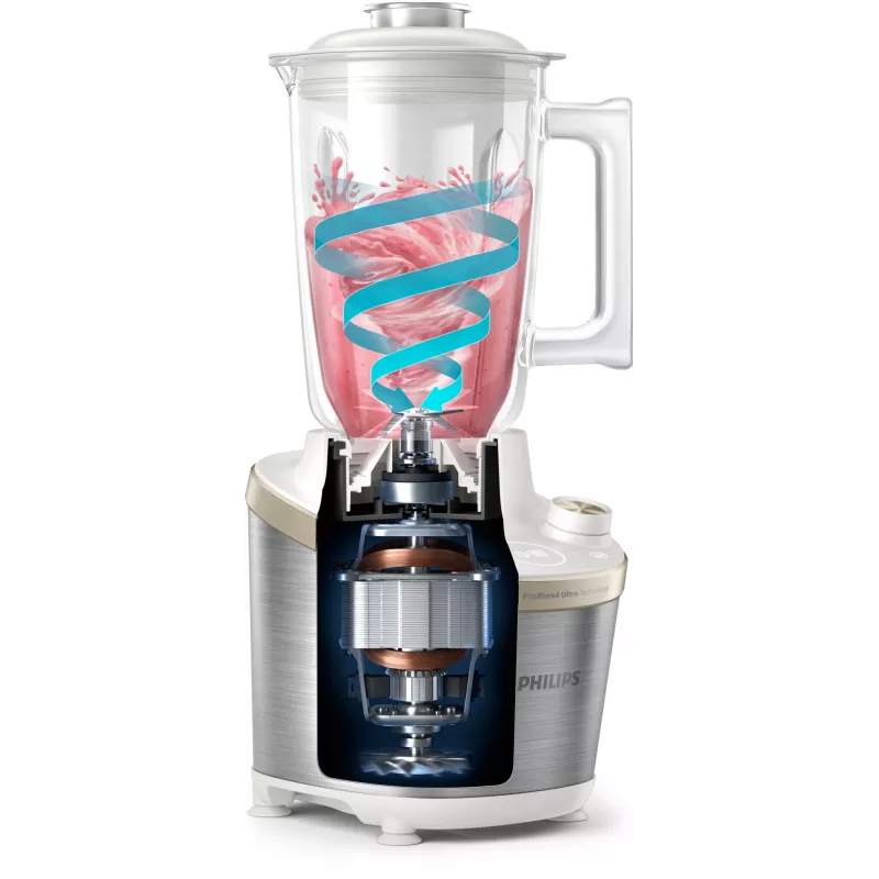Philips 7000 series HR3760/01 blender 2 L Tabletop blender 1500 W Stainless steel, White