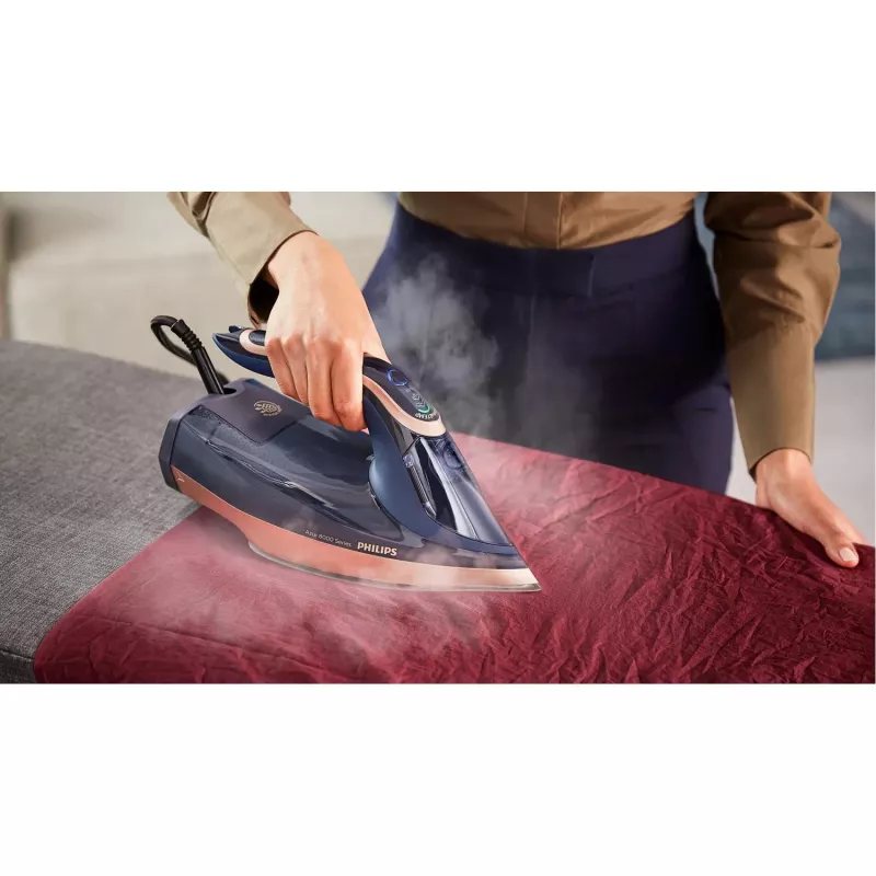 Steam iron Philips Azur 8000 Series DST8050/20 — 3000 W, 0.35 L, SteamGlide Elite soleplate, 85 g/min continuous, 260 g/min boost