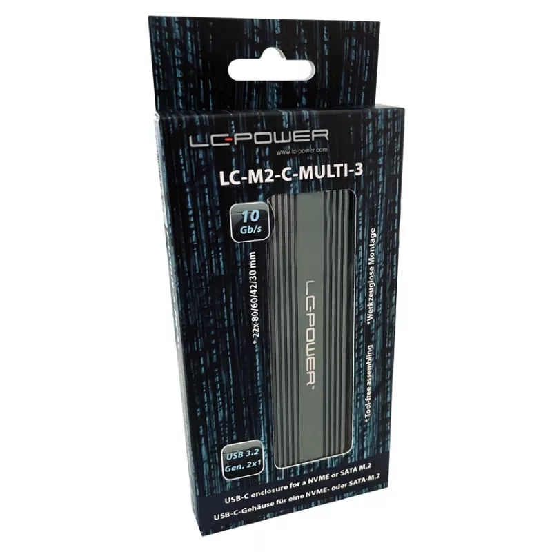 LC-POWER SSD Enclosure - M.2 LC-M2-C-MULTI-3 Lc-power USB3.2 M.2-SSD-geh (NVMe & SATA)