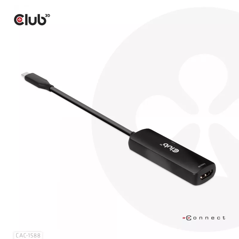CLUB3D USB Gen2 Type-C to HDMI™ 8K60Hz or 4K120Hz HDR10+ with DSC1.2 with Power Delivery 3.0 Active Adapter M/F