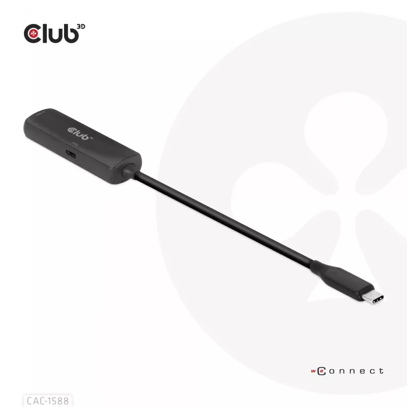 CLUB3D USB Gen2 Type-C to HDMI™ 8K60Hz or 4K120Hz HDR10+ with DSC1.2 with Power Delivery 3.0 Active Adapter M/F