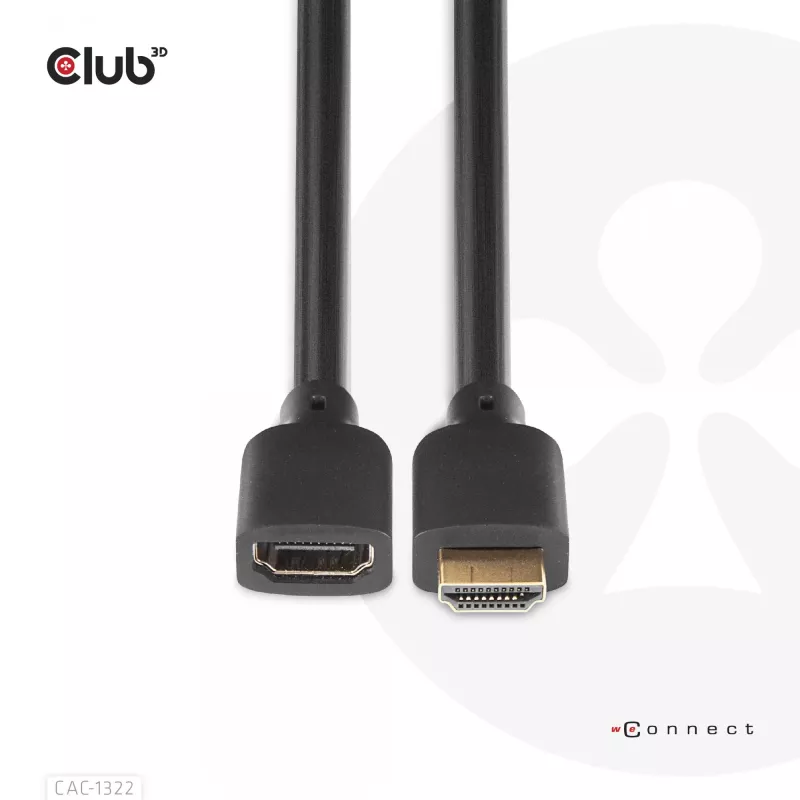CLUB3D Ultra High Speed HDMI Extension Cable 4K120Hz 8K60Hz 48Gbps M/F 1 m / 3.28 ft 30AWG
