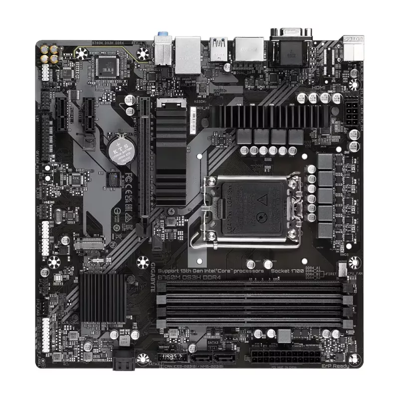 Motherboard GIGABYTE B760M DS3H DDR4 Micro ATX, Intel LGA 1700, 4x DIMM, 128GB, 2.5Gb LAN, 2x M.2, HDMI+DP