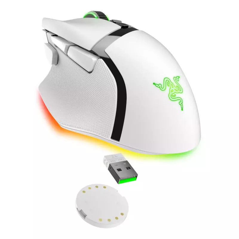 Gaming mouse Razer Basilisk V3 Pro — right-hand, optical 30,000 DPI, RF Wireless/Bluetooth/USB-C, white