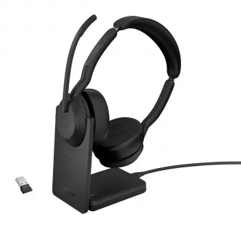 Jabra Evolve2 55 - Link380a UC Stereo (Include Stand), Wireless, Office/Call center, 20 - 20000 Hz, 130 g, Headset, Black