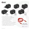 CLUB3D Travel Charger PPS 65Watt GAN technology, Triple port (2x USB Type-C + USB Type-A) Power Delivery(PD) 3.0 Support