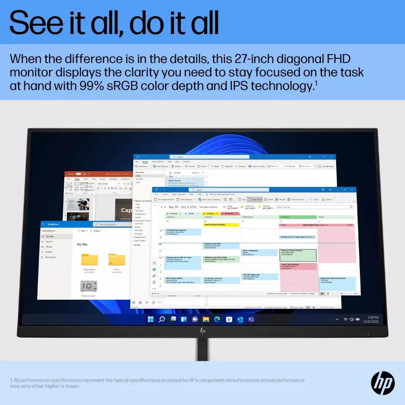 HP E27 G5 FHD Monitor, 68.6 cm (27 inch), 1920 x 1080 pixels, Full HD, LCD, 5 ms, Black