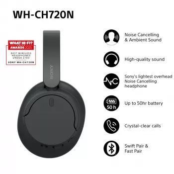 Sony WH-CH720 Headset Wired & Wireless Head-band Calls/Music USB Type-C Bluetooth Black