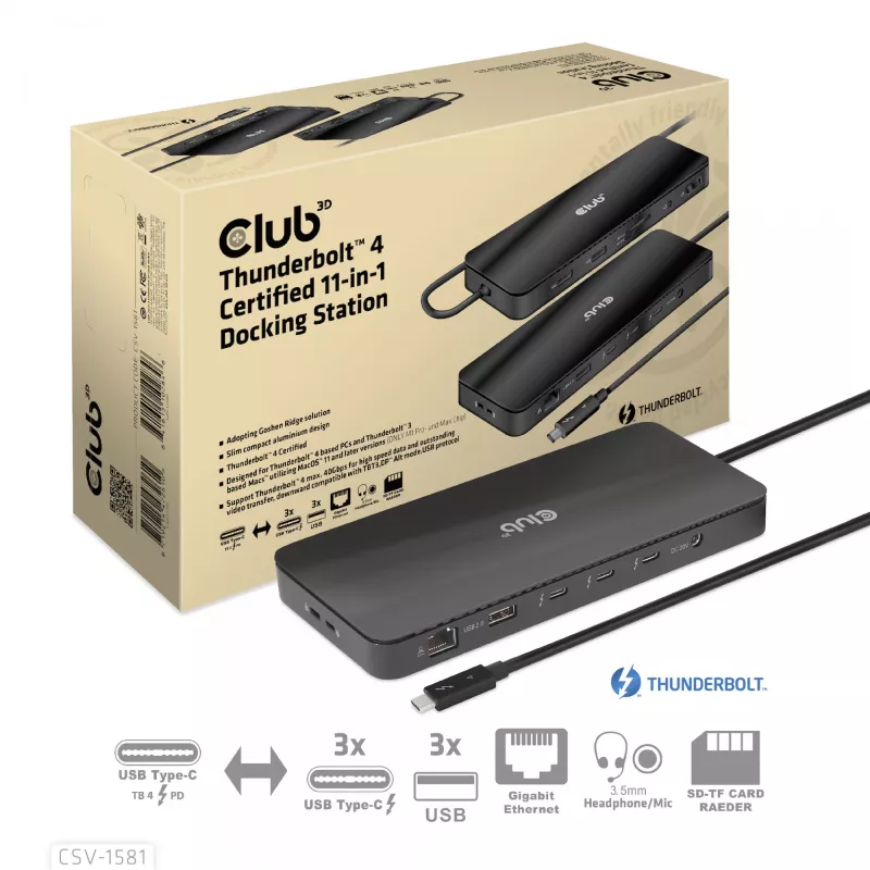 Docking Station CLUB3D Thunderbolt 4 Certified 11-in-1 140W