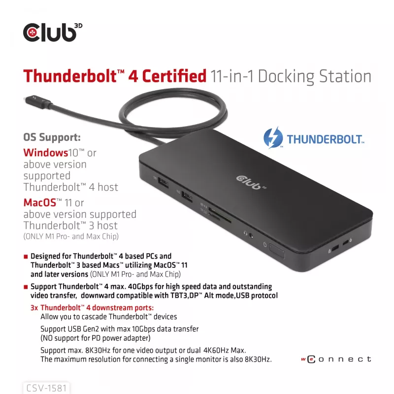 Docking Station CLUB3D Thunderbolt 4 Certified 11-in-1 140W