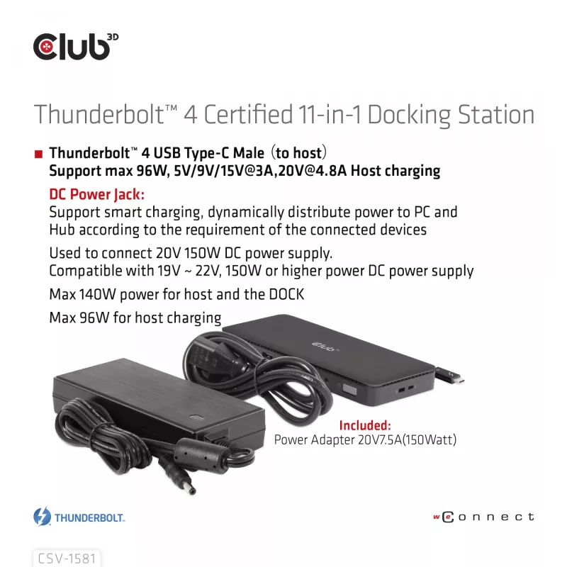 Docking Station CLUB3D Thunderbolt 4 Certified 11-in-1 140W