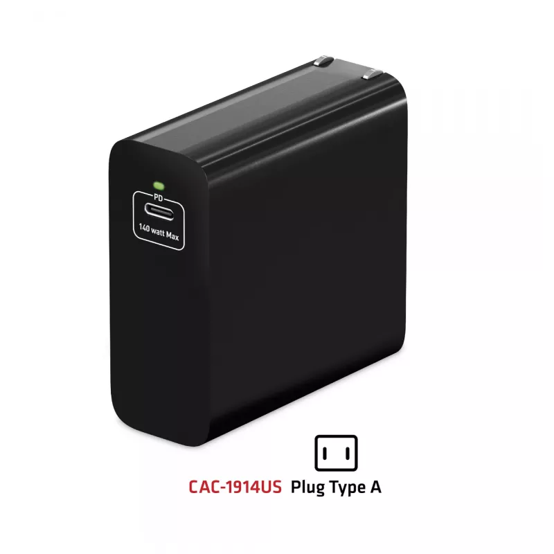 CLUB3D Travel Charger 140 Watt GaN technology, Single port USB Type-C, Power Delivery(PD) 3.1 Support
