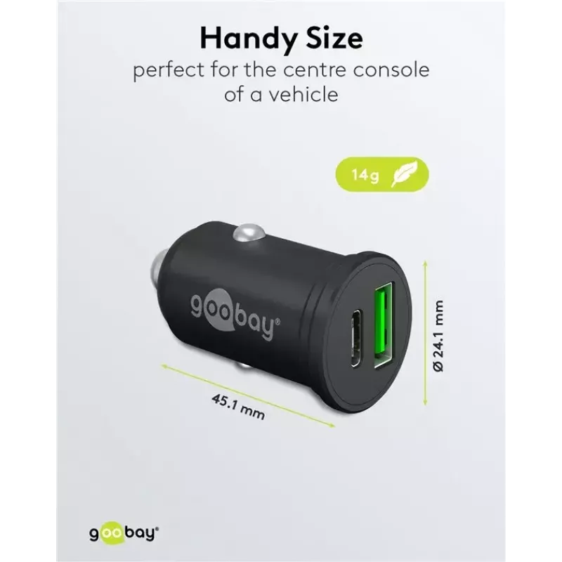 Goobay Dual-USB Car Fast Charger USB-C PD 45W Black