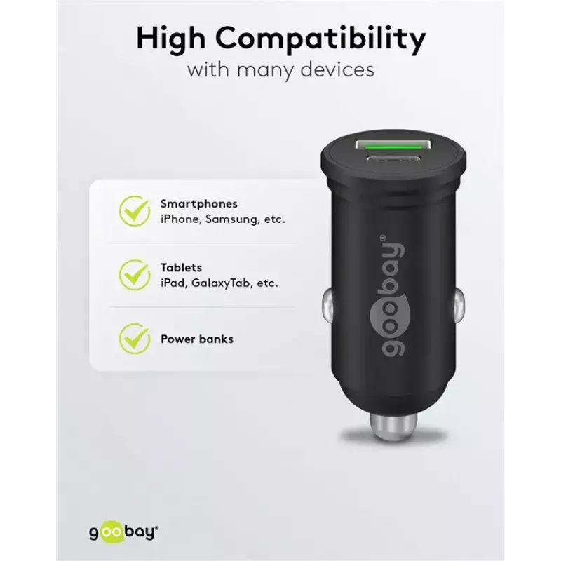 Goobay Dual-USB Car Fast Charger USB-C PD 45W Black