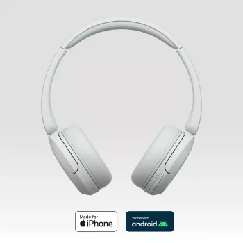 Headset Sony WH-CH520 wireless on-ear headphones, Bluetooth 5.2, 50 h playback, USB-C charging, white