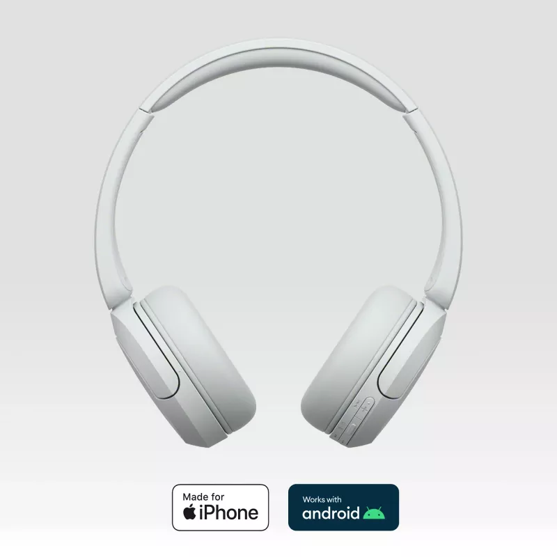 Headset Sony WH-CH520 wireless on-ear headphones, Bluetooth 5.2, 50 h playback, USB-C charging, white