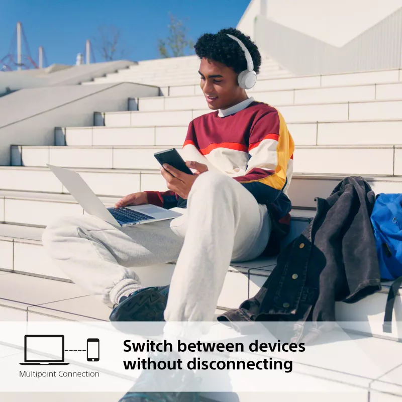 Headset Sony WH-CH520 wireless on-ear headphones, Bluetooth 5.2, 50 h playback, USB-C charging, white