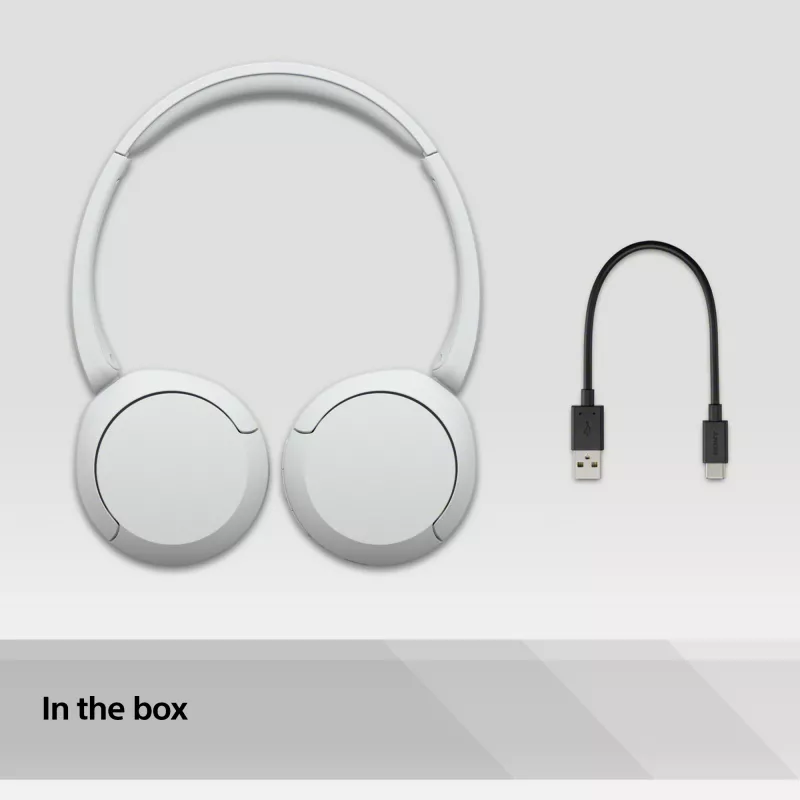 Headset Sony WH-CH520 wireless on-ear headphones, Bluetooth 5.2, 50 h playback, USB-C charging, white