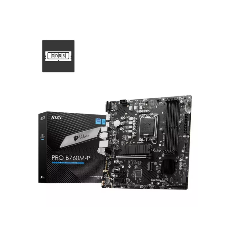 Motherboard MSI PRO B760M-P micro ATX, Intel B760, LGA 1700, 4× DDR5 slots, 192 GB, SATA III, PCIe 4.0