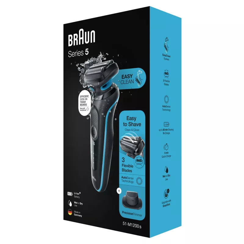 Braun Series 5 51-M1200s men's shaver Foil shaver Trimmer Black, Blue