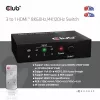 CLUB3D 3 to 1 HDMI™ 8K60Hz/4K120Hz Switch, 7680 x 4320 pixels, 8K Ultra HD, Black