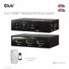 CLUB3D 3 to 1 HDMI™ 8K60Hz/4K120Hz Switch, 7680 x 4320 pixels, 8K Ultra HD, Black