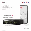 CLUB3D 3 to 1 HDMI™ 8K60Hz/4K120Hz Switch, 7680 x 4320 pixels, 8K Ultra HD, Black