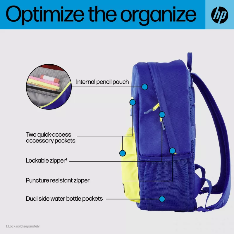 Casual backpack HP Campus Blue Backpack Blue Yellow Polyester 295x185x435mm