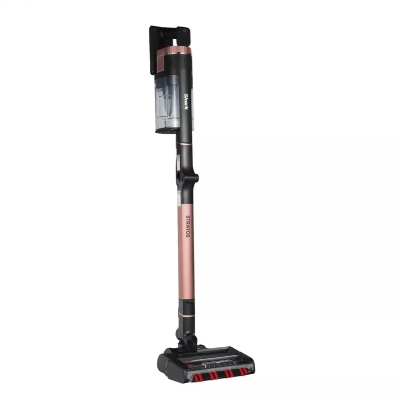 2-in-1 stick vacuum Shark Stratos, bagless, battery-powered, 60 min runtime, motorized brush, crevice tool, charging base