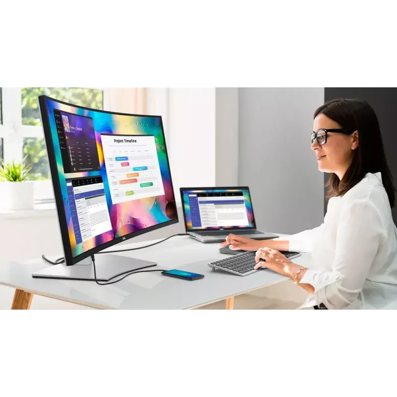 DELL UltraSharp U3824DW computer monitor 95.2 cm (37.5 inch) 3840 x 1600 pixels Wide Quad HD+ LCD Black, Silver