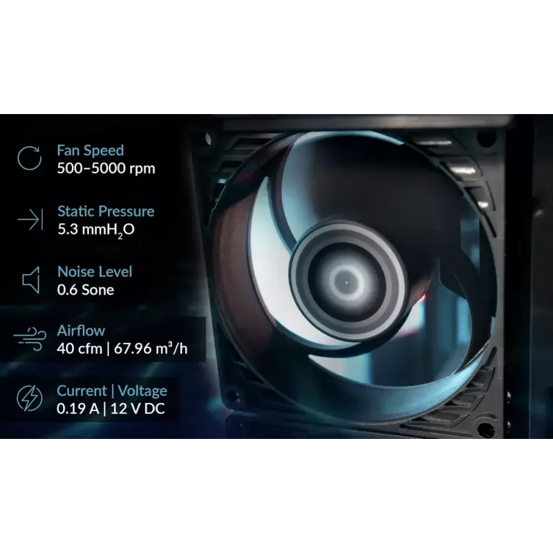 80 mm fan Arctic P8 Max High-Performance PWM, 80 mm diameter, black, 67.96 m³/h airflow, 0.6 sone